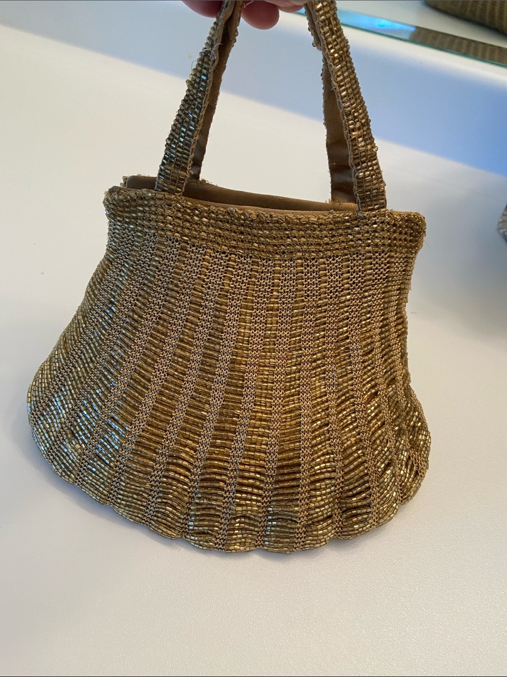 Gold Woven Handbag - Elegant Women's Evening Bag Vintage look